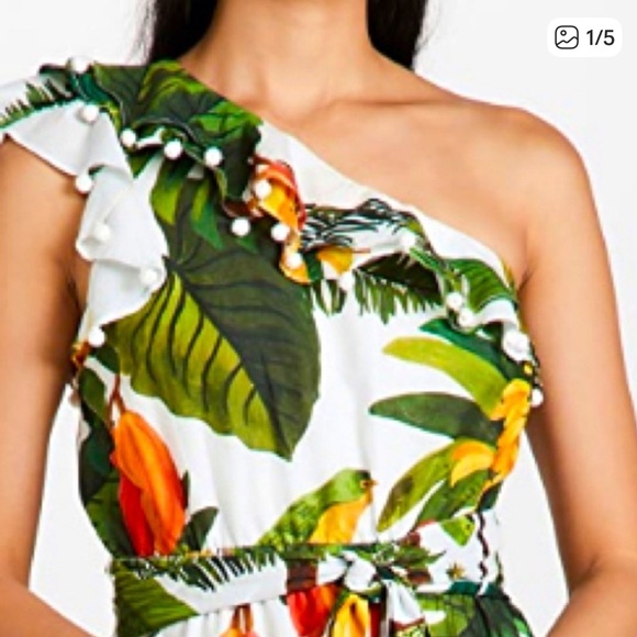 Farm Rio White Cocoa Forest One Shoulder Dress - Picture 6 of 16